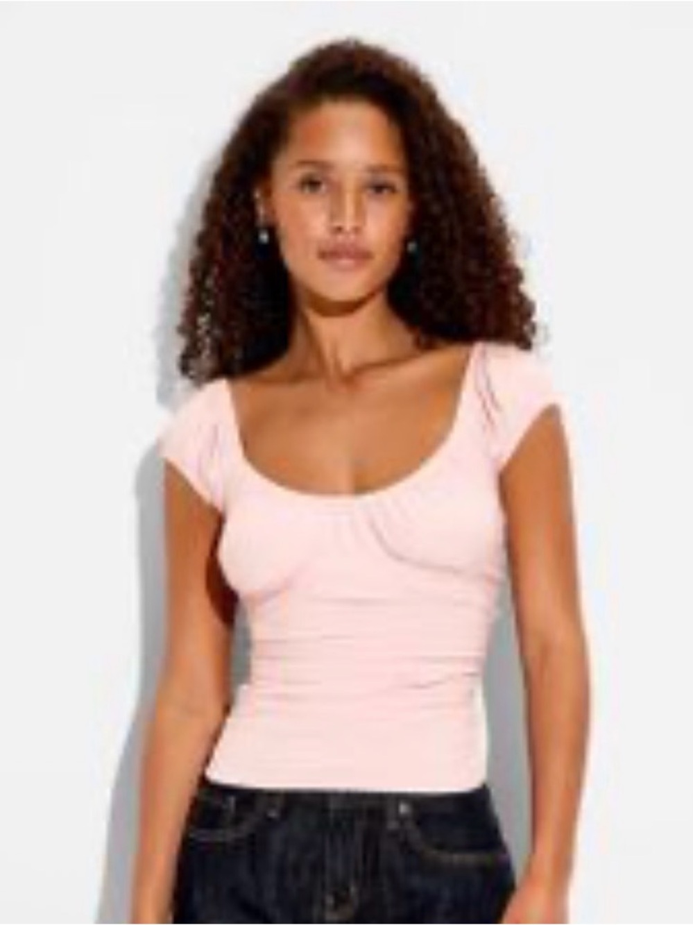 wild fable Light Pink Scoop Neck Cap Sleeve Top
